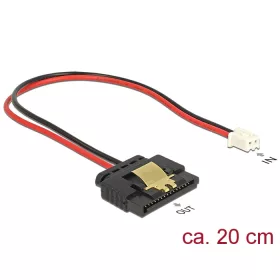   Delock Tápkábel, 2 tűs csatlakozóhüvely > 1 x 15 tűs SATA-aljzat (5 V), fém, 20 cm (DL-85336)