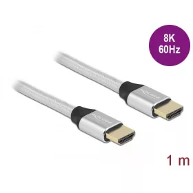   Delock Ultra nagy sebességű HDMI kábel 48 Gbps 8K 60 Hz ezüst 1 m tanúsítvánnyal (DL-85366)