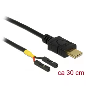   Delock Kábel USB Type-C  apa > 2 x tüskesori csatlakozó, anya, különálló teljesítmény, 30 cm (DL-85396)