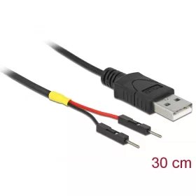   Delock A-típusú USB tápkábel 2 db. különálló tűfejes apa véggel hossza 30 cm (DL-85402)