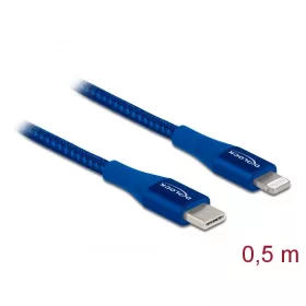   Delock Adat- és töltőkábel USB Type-C  - Lightning  iPhone , iPad  és iPod  készülékhez kék 0,5 m MF (DL-85415)