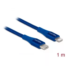   Delock Adat- és töltőkábel USB Type-C - Lightning iPhone, iPad és iPod készülékhez kék 1 m MFi (DL-85416)