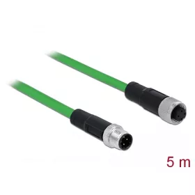   Delock Hálózati kábel M12 4 tűs D-kódú apa - anya TPU 5 m hosszú (DL-85436)