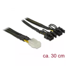   Delock PCI Express tápkábel 6 tűs hüvely > 2 x 8 tűs dugó 30 cm (DL-85455)