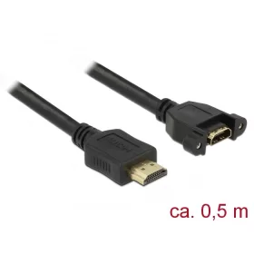   Delock Kábel, HDMI-A dugó > HDMI-A hüvely, panelrögzítés, 4K 30 Hz 0,5 m (DL-85463)