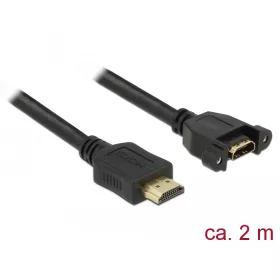   Delock Kábel, HDMI-A dugó > HDMI-A hüvely, panelrögzítés, 4K 30 Hz 2 m (DL-85464)