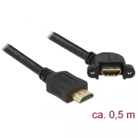   Delock Kábel HDMI-A dugó > HDMI-A hüvely, panelrögzítés, 110 fokban ívelt, 4K 30 Hz 0,5 m (DL-85467)