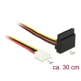   Delock Tápkábel, 4 tűs Floppy-csatlakozóhüvely > 15 tűs SATA-csatlakozóhüvely, fém, 30 cm (DL-85510)