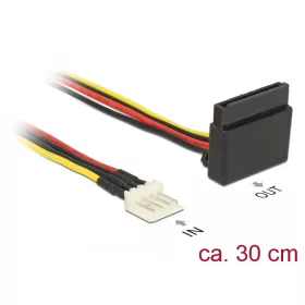   Delock 15 tűs SATA tápkábel anya > 4 tűs fém floppy apa 30 cm (DL-85511)