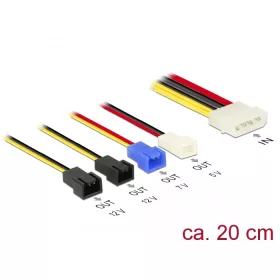   Delock Tápkábel 4 tűs apa Molex csatlakozó > 4 x 2 tűs ventilátor csatlakozó (12 V / 7 V / 5 V) 20 c (DL-85516)