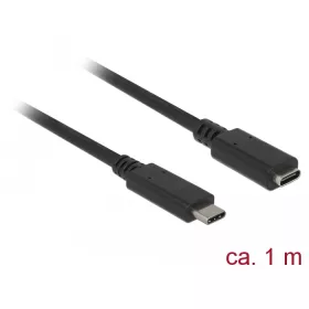   Delock Bovítokábel SuperSpeed USB (USB 3.1 Gen 1) USB Type-C dugó > hüvely, 3 A, 1,0 m, fekete (DL-85533)
