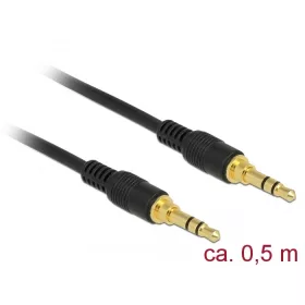   Delock Sztereó Jack Kábel 3,5 mm 3 tűs férfi > férfi 0,5 m fekete (DL-85545)