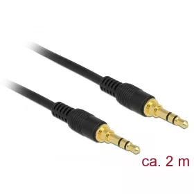   Delock Sztereó Jack Kábel 3,5 mm 3 tűs férfi > férfi 2 m fekete (DL-85549)