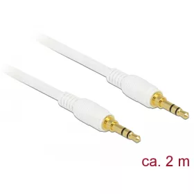   Delock Sztereó Jack Kábel 3,5 mm 3 tűs férfi > férfi 2 m fehér (DL-85550)