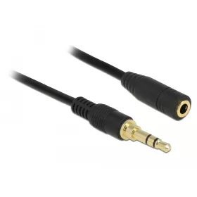   Delock Sztereó jack hosszabbító kábel 3,5 mm 3-tűs apa > anya 2 m hosszú fekete (DL-85578)