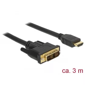   Delock Kábel DVI 18+1 csatlakozódugóval > HDMI-A csatlakozódugóval, 3 m, fekete (DL-85585)