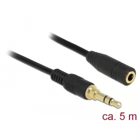   Delock Sztereó jack hosszabbító kábel 3,5 mm 3-tűs apa > anya 5 m hosszú fekete (DL-85590)