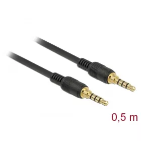   Delock Sztereó Jack Kábel 3,5 mm 4 tűs férfi > férfi 0,5 m fekete (DL-85592)