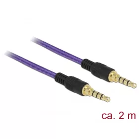   Delock Sztereó Jack Kábel 3,5 mm 4 tűs férfi > férfi 1m lila (DL-85599)