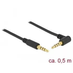   Delock Sztereó Jack Kábel 3,5 mm 4 tűs férfi > férfi szögben hajlított 1m fekete (DL-85607)