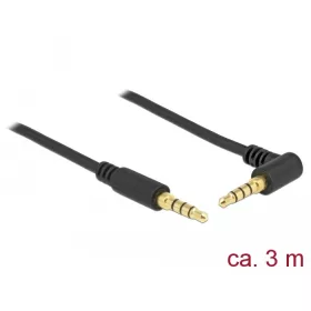   Delock Sztereó Jack Kábel 3,5 mm 4 tűs férfi > férfi szögben hajlított 1m fekete (DL-85616)