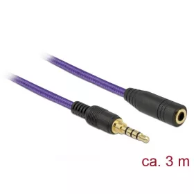   Delock Audió Sztereó Hosszabbító Kábel 3,5 mm Jack férfi / női iPhone 4 tűs 3 m lila (DL-85625)
