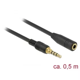   Delock Sztereó jack hosszabbító kábel 3,5 mm 4-tűs apa > anya 0,5 m hosszú fekete (DL-85627)