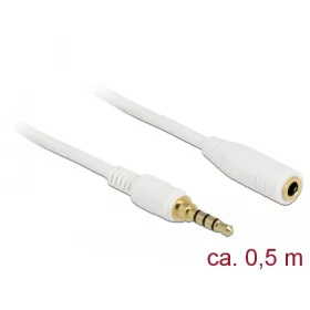   Delock Sztereó jack hosszabbító kábel 3,5 mm 4-tűs apa > anya 0,5 m hosszú fehér (DL-85628)