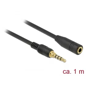   Delock Sztereó jack hosszabbító kábel 3,5 mm 4-tűs apa > anya 1 m hosszú fekete (DL-85629)