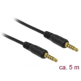   Delock 5 tűs apa-apa sztereó jack kábel 3,5 mm-es átmérő, 5 m hosszú fekete (DL-85699)