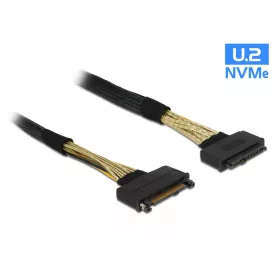   Delock U.2 SFF-8639-s bővítőkábel csatlakozódugóval > U.2 SFF-8639-s, csatlakozóhüvellyel, 0,5 m (DL-85738)