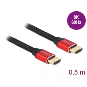   Delock Ultra nagy sebességű HDMI kábel 48 Gbps 8K 60 Hz piros 0,5 m tanúsítvánnyal (DL-85772)