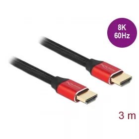   Delock Ultra nagy sebességű HDMI kábel 48 Gbps 8K 60 Hz piros 3 m tanúsítvánnyal (DL-85775)