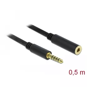   Delock 5 tűs apa-anya sztereó jack hosszabbító kábel 4,4 mm-es átmérő, 0,5 m hosszú fekete (DL-85795)