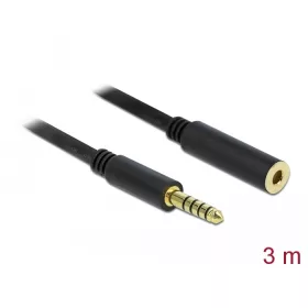   Delock 5 tűs apa-anya sztereó jack hosszabbító kábel 4,4 mm-es átmérő, 3 m hosszú fekete (DL-85798)