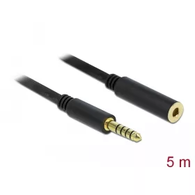   Delock 5 tűs apa-anya sztereó jack hosszabbító kábel 4,4 mm-es átmérő, 5 m hosszú fekete (DL-85799)