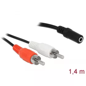   Delock Audio (Hang)kábel 2 x RCA apa   1 x 3,5 mm 3 tűs Sztereo Jack 1,4 m (DL-85808)