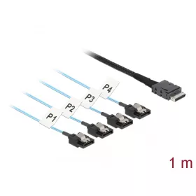   Delock Kábel OCuLink SFF-8611 > 4 x 7 tűs SATA 1 m fém (DL-85829)