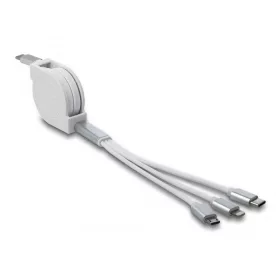   Delock 3 az 1-ben visszahúzható fehér USB Type-C  töltőkábel Lightning  / Micro-USB- / USB Type-C  végződéssel (DL-85844)
