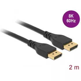   Delock DisplayPort kábel 8K 60 Hz 2 m DP 8K tanúsítvánnyal retesz nélküli (DL-85910)