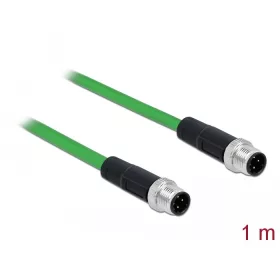   Delock Hálózati kábel M12 4 tűs D-kódú apa - apa TPU 1 m hosszú (DL-85917)