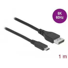   Delock Kétirányú USB Type-C  - DisplayPort kábel (DP Alt Mode) 8K 60 Hz 1 m DP 8K ellenőrzött (DL-86038)