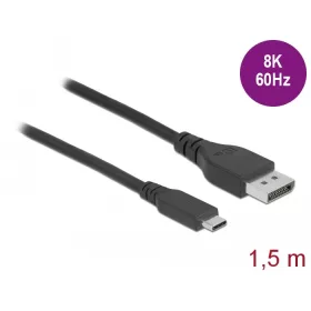  Delock Kétirányú USB Type-C  - DisplayPort kábel (DP Alt Mode) 8K 60 Hz 1,5 m DP 8K ellenőrzött (DL-86040)