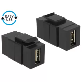   Delock Keystone modul EASY-USB 2.0 A anya > EASY-USB 2.0 A anya fekete (DL-86368)