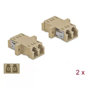   Delock LC optikai szálas csatlakozó duplex anya - LC Duplex anya, multimódosú 2 db. Bézs (DL-86535)