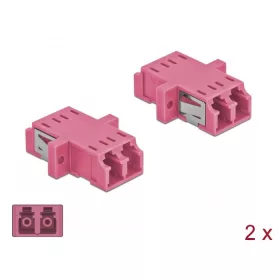   Delock LC optikai szálas csatlakozó duplex anya - LC Duplex anya, multimódosú 2 db. ibolya (DL-86537)