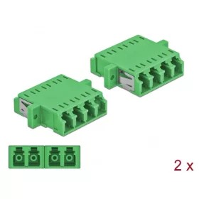   Delock LC optikai szálas csatlakozó Quad anya - LC Quad anya, egymódosú 2 db. Zöld (DL-86539)