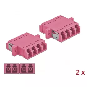   Delock LC optikai szálas csatlakozó Quad anya - LC Quad anya, multimódosú 2 db. Lila (DL-86542)