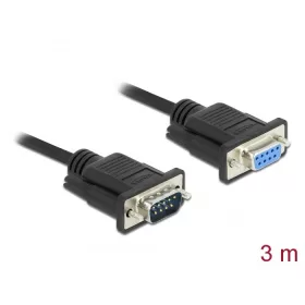   Delock Sub-D9-es, RS-232 soros kábel, apa-anya, 3 m (DL-86584)