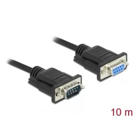   Delock Sub-D9-es, RS-232 soros kábel, apa-anya, 10 m (DL-86599)